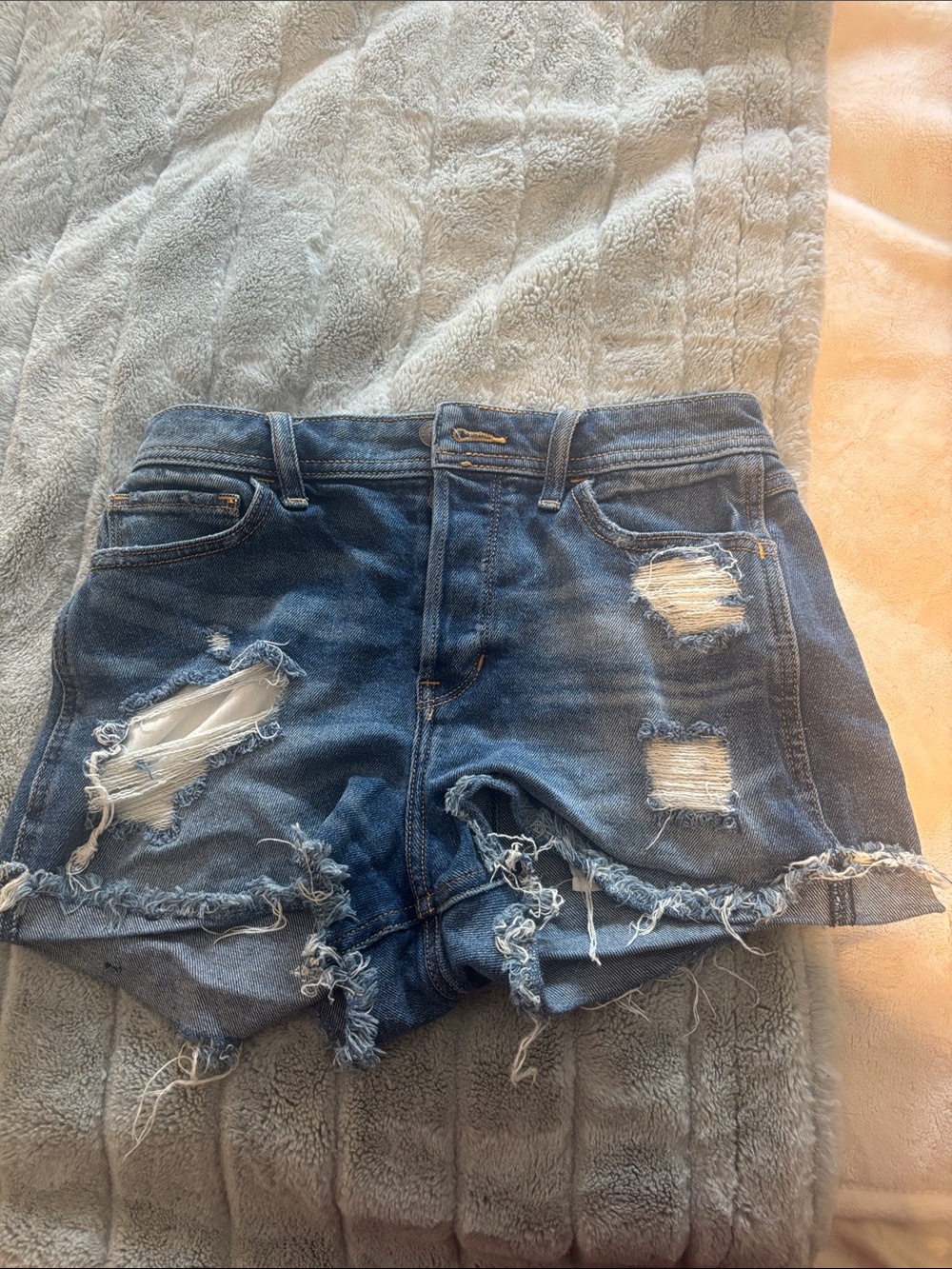 Distressed Dark Blue Denim Women’s Hollister Shorts